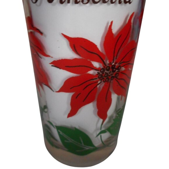 MCM Peanut Butter Juice Glass Tumbler Red / Black Poinsettia Estate find 5" #2 - Picture 2 of 8